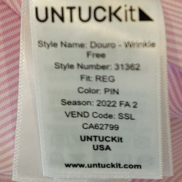 **Men's Untuckit Pink white Pinstripe Button down Shirt XX- Large, Nice *** - Picture 10 of 11